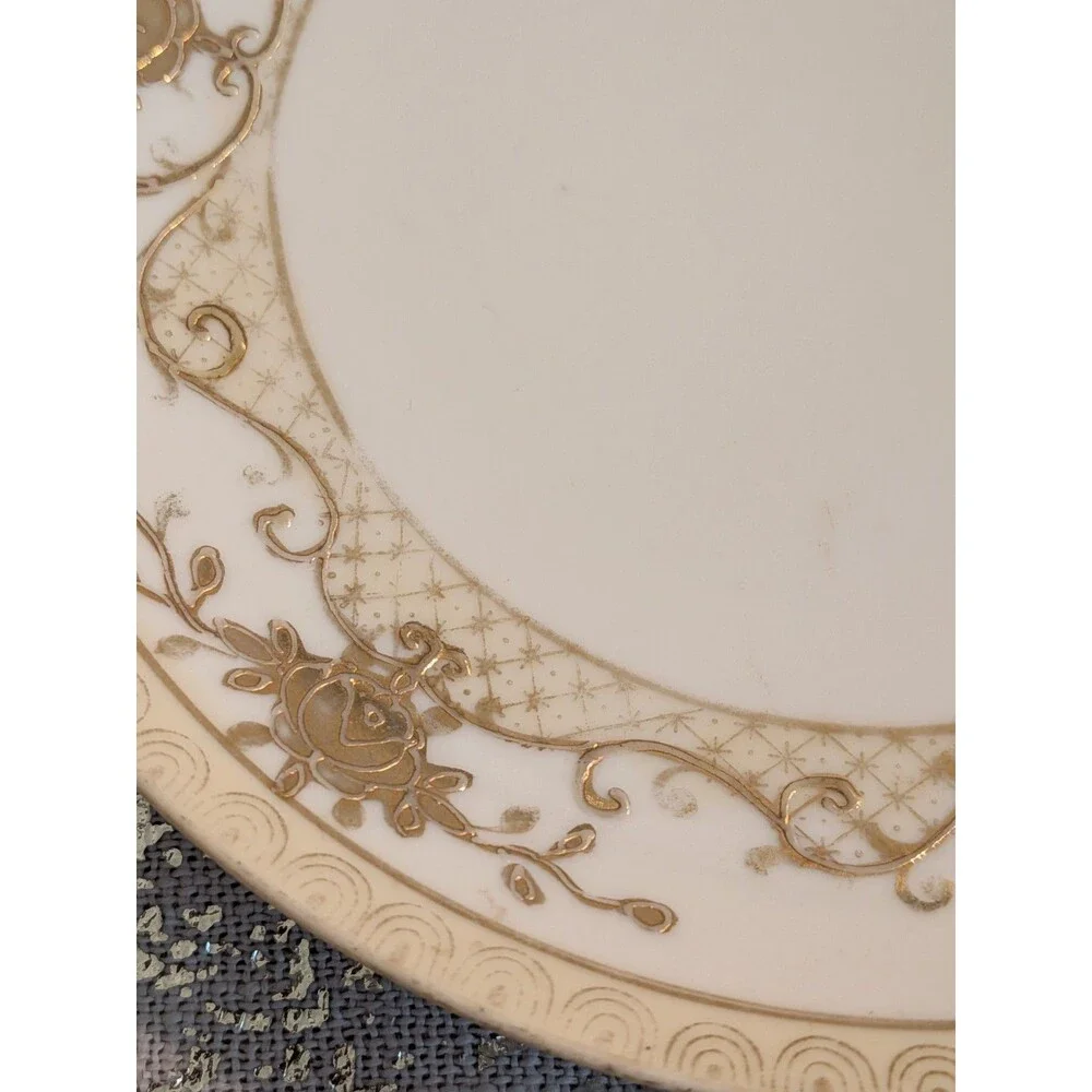 Noritake M Vtg Bone China Lemon Handled Plate Server Flowers Gold Trim Grandma